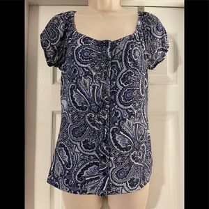 INC Women’s Blue Paisley Blouse Top